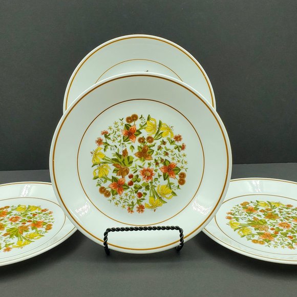 Corelle Indian Summer Dinner Plates Orange Yellow Brown Flowers - Picture 1 of 5